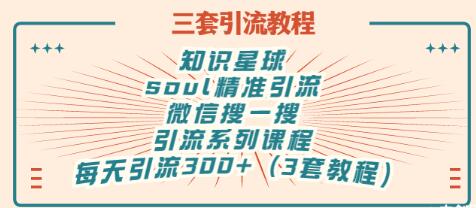 【副业项目3419期】知识星球引流+soul引流+微信搜一搜引流，引流系列课程，每天300+精准粉（3套教程)-盈途副业网