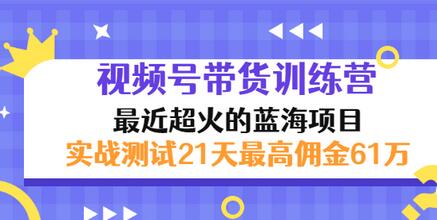 【副业项目3489期】视频号带货训练营，实战测试21天最高佣金61W（视频号带货怎么做）-盈途副业网