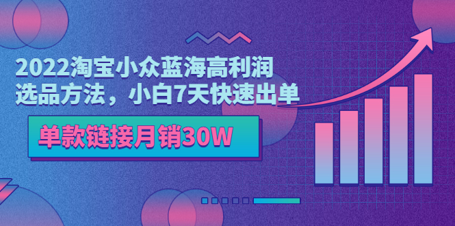 【副业项目3689期】2022淘宝小众蓝海高利润选品方法，小白7天快速出单，单款链接月销30W-盈途副业网