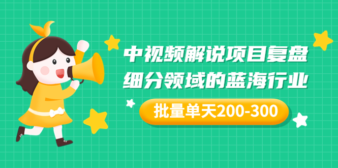 【副业项目3713期】中视频解说项目复盘：细分领域的蓝海行业，批量单天200-300收益-盈途副业网