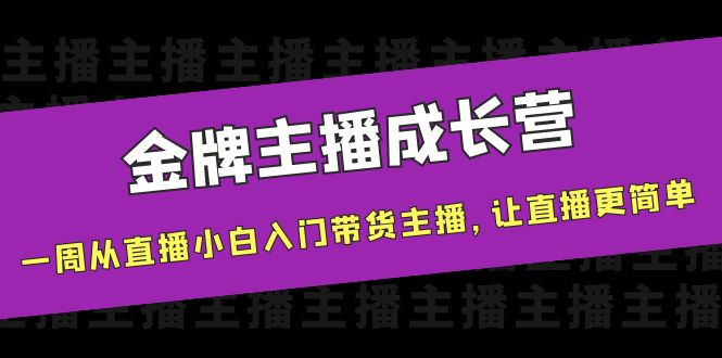 【副业项目4283期】金牌主播成长营，一周从直播小白入门带货主播，让直播更简单-盈途副业网