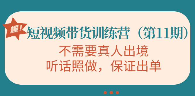 【副业项目4328期】短视频带货训练营（第11期），不需要真人出境，听话照做，保证出单-盈途副业网