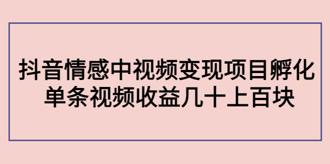 【副业项目4562期】黄岛主副业孵化营第5期：抖音情感中视频变现项目孵化 单条视频收益几十上百-盈途副业网