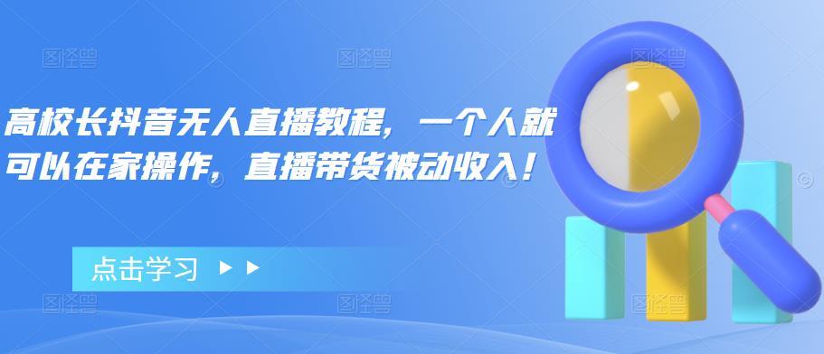 【副业项目4772期】高校长抖音无人直播教程，一个人就可以在家操作，直播带货被动收入-盈途副业网