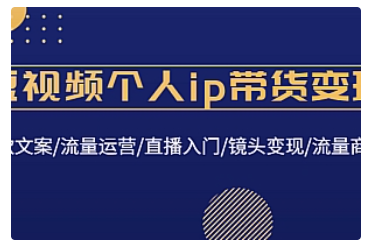 【副业项目4835期】短视频个人ip带货变现：爆款文案/流量运营/直播入门/镜头变现/流量商业-盈途副业网