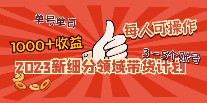 【副业项目5040期】2023新细分领域带货计划：单号单日1000+收益不难，每人可操作3-5个账号-盈途副业网