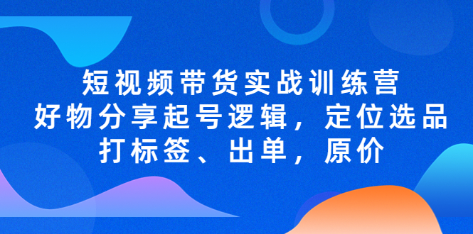 【副业项目5244期】短视频带货实战训练营，好物分享起号逻辑，定位选品打标签、出单，原价-盈途副业网