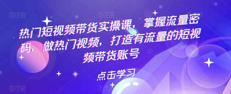 【副业项目5822期】热门短视频带货实战 掌握流量密码 做热门视频 打造有流量的短视频带货账号-盈途副业网