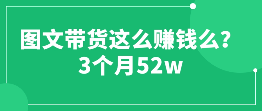 【副业项目6462期】图文带货这么赚钱么? 3个月52W 图文带货运营加强课-盈途副业网