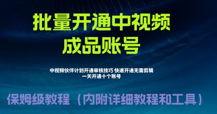 【副业项目6718期】外面收费1980暴力开通中视频计划教程，附 快速通过中视频伙伴计划的办法-盈途副业网