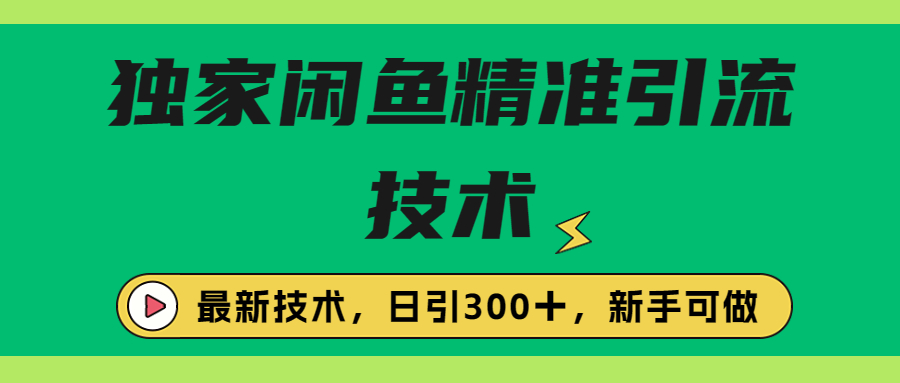 【副业项目6912期】独家闲鱼引流技术，日引300＋实战玩法-盈途副业网