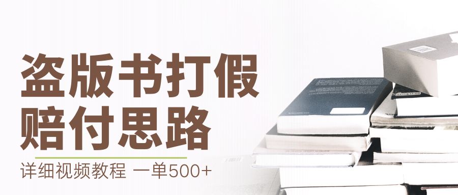 【副业项目6978期】最新盗版书赔付打假项目，一单利润500+【详细玩法视频教程】-盈途副业网