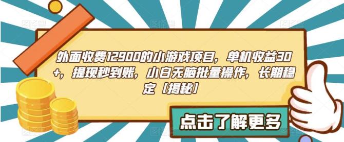 【副业项目6934期】收费12900的小游戏项目，单机收益30+，独家养号方法-盈途副业网