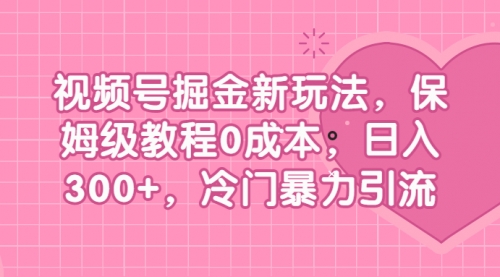 【副业项目7045期】视频号掘金新玩法，保姆级教程0成本，日入300+，冷门暴力引流-盈途副业网