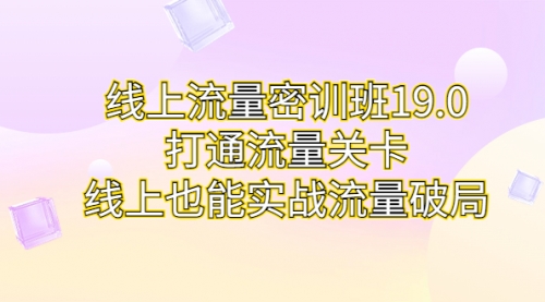 【副业项目7131期】线上流量密训班19.0，打通流量关卡，线上也能实战流量破局-盈途副业网