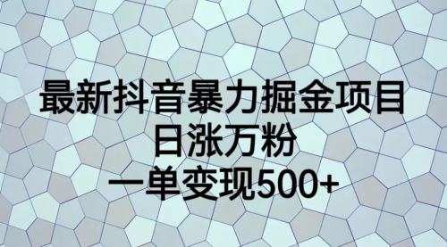 【副业项目7237期】抖音暴力掘金项目，日涨万粉，多种变现方式，一单变现可达500+-盈途副业网