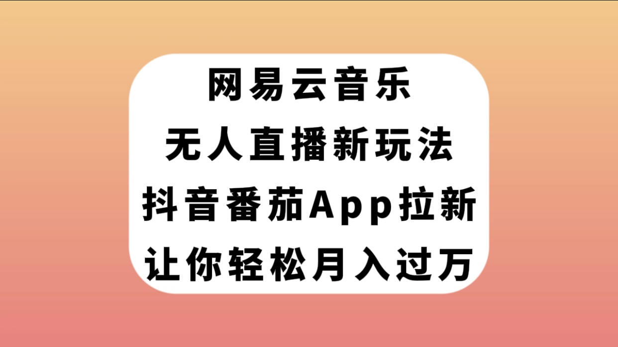 【副业项目7905期】网易云音乐无人直播新玩法，抖音番茄APP拉新，让你轻松月入过万-盈途副业网