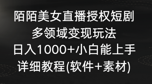 【副业8963期】陌陌美女直播授权短剧，多领域变现玩法，日入1000+-盈途副业网