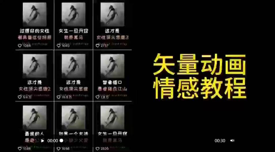 矢量动画情感教程：高点赞涨粉，适合情感、思维、创业教育等赛道-盈途副业网