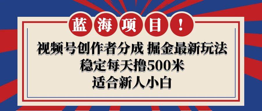 【蓝海项目】视频号创作者分成 掘金最新玩法 稳定每天撸500米 适合新人小白-盈途副业网