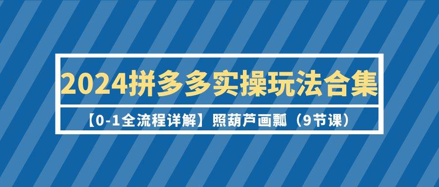 2024拼多多实操玩法合集【0-1全流程详解】照葫芦画瓢（9节课）-盈途副业网