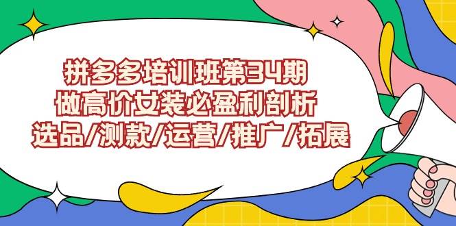 拼多多培训班第34期：做高价女装必盈利剖析  选品/测款/运营/推广/拓展-盈途副业网