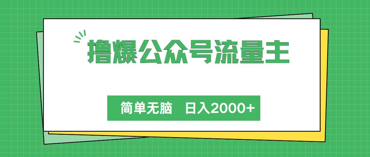 撸爆公众号流量主，简单无脑，单日变现2000+-盈途副业网