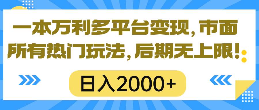 一本万利多平台变现，市面所有热门玩法，日入2000+，后期无上限！-盈途副业网