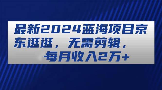 最新2024蓝海项目京东逛逛，无需剪辑，每月收入2万+-盈途副业网