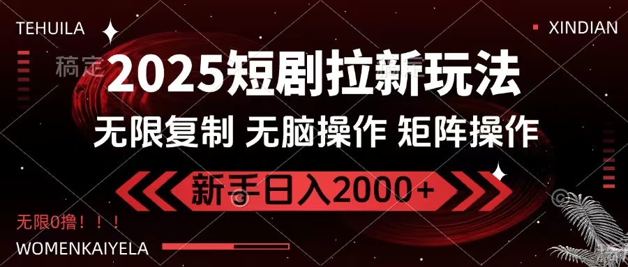 2025短剧拉新玩法，无需注册登录，无限0撸，无脑批量操作日入2000+-盈途副业网