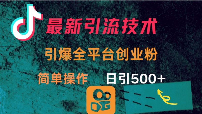 最新引流方法，引爆全平台创业粉操作简单，日引300＋-盈途副业网